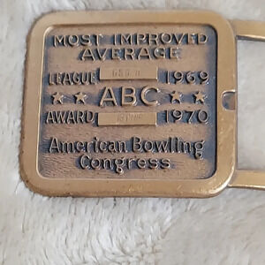 Vtg‎ American Bowling Congress 1969 Most Improved Bowler Official Belt Buckle